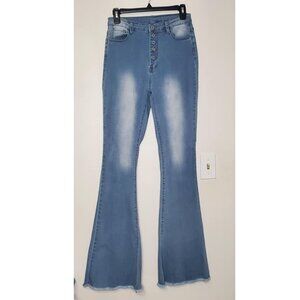 Shein High Waist Button Front Flare Leg Jeans - Sz M